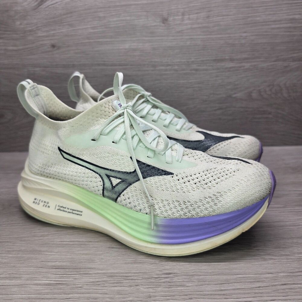 Mizuno Neo Zen Running Shoes White Green Purple Womens Size 9.5 Athletic Mesh